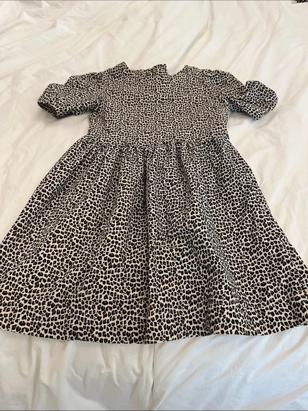GAP Black and Cream Leopard Print Short Sleeve Dress